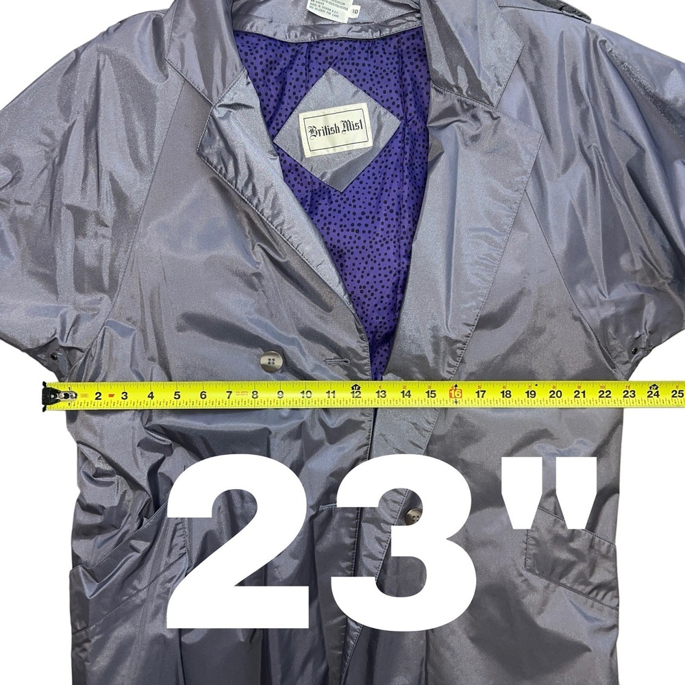 British Mist Women's Long Trench Coat Size 10 Gray Double Breasted Belted 48" - Picture 4 of 11